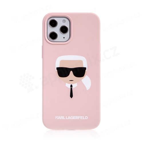 Kryt KARL LAGERFELD Head pro Apple iPhone 12 Pro Max - hlava Karla - silikonový - růžový