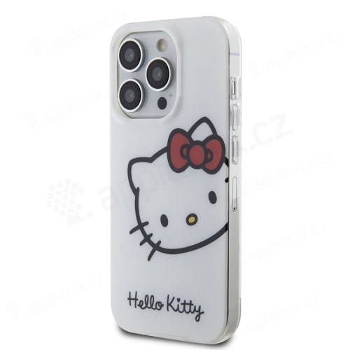 Kryt HELLO KITTY pro Apple iPhone 15 Pro - hlava Hello Kitty - plastový / gumový- bílý