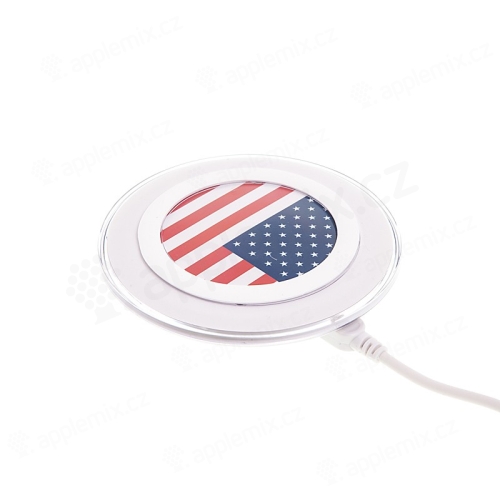 Bezdrátová nabíječka / nabíjecí podložka Qi Standard - vlajka USA