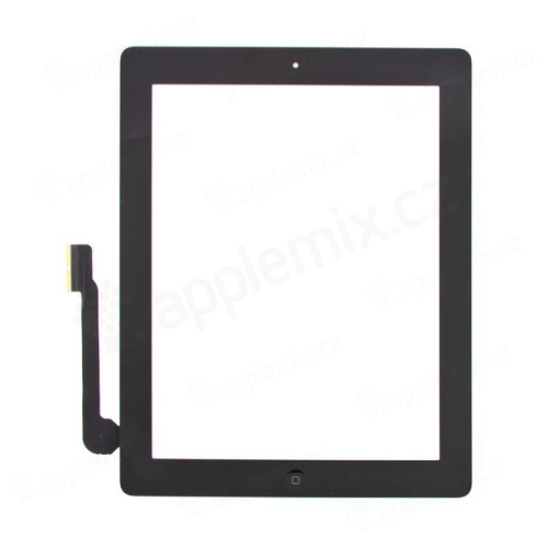 Dotykové sklo (touch screen) pro Apple iPad 3.gen. - osazené - Home Button + konzole na fotoaparát - černé - kvalita A