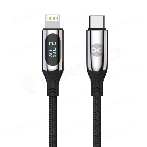 Synchronizační a nabíjecí kabel FOREVER s LCD - USB-C / Lightning - 1m - 27W - černý