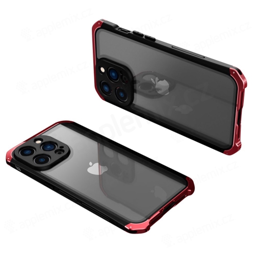 Kryt ELEMENT BOX pre Apple iPhone 14 Pro - odolný - kov / sklo - čierny / červený