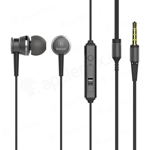 Slúchadlá Baseus pre zariadenia Apple - slúchadlá do uší - ovládanie + mikrofón - kov / guma - sivé