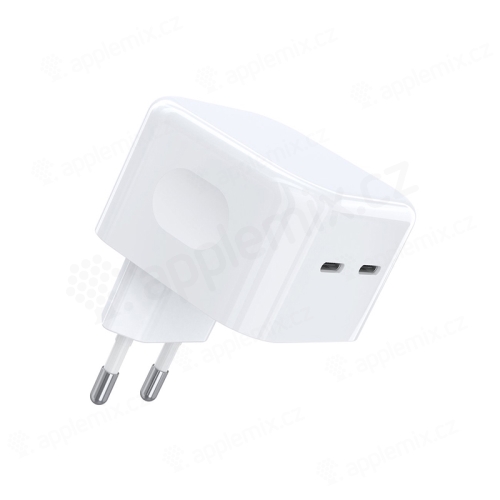 CHOETECH nabíjačka / adaptér pre Apple iPhone / iPad - 2x USB-C - 35W - biela