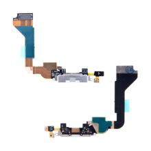 Flex kabel s napájecím a datovým konektorem + SMD mikrofon pro Apple iPhone 4 - bílý - kvalita A+