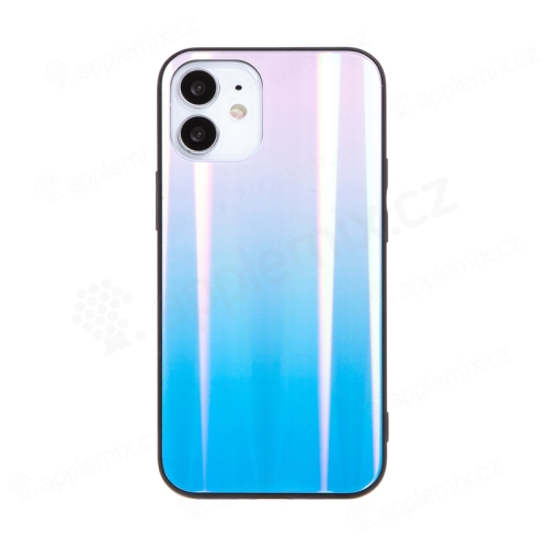 Kryt pre Apple iPhone 12 mini - farebný prechod a lesklý efekt - guma / sklo - modrá / ružová