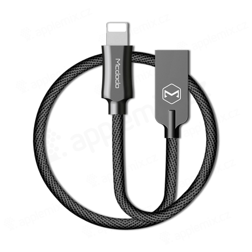 Synchronizační a nabíjecí kabel Lightning pro Apple zařízení MCDODO - tkanička - kovové koncovky - 1,2m - černý
