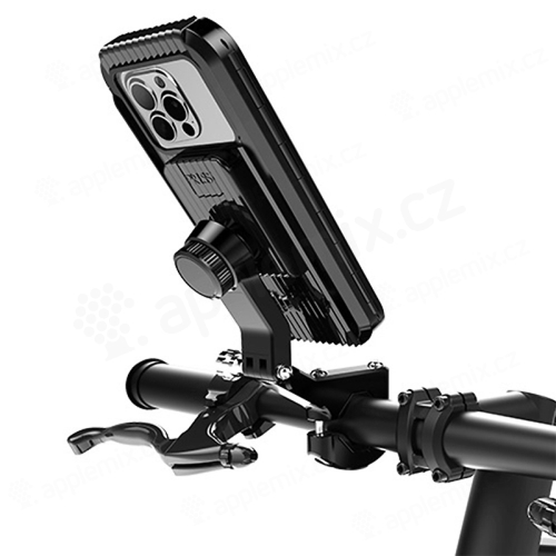 Puzdro na bicykel / motocykel pre Apple iPhone - Vodotesné - Univerzálne - Na riadidlá - Čierne / Priehľadné