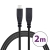 Kábel USB-C samec / USB-C samica - predĺženie - 2 m - čierny