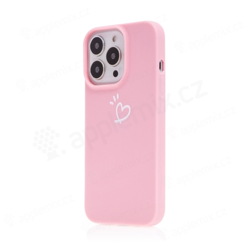 Kryt pre Apple iPhone 13 Pro - srdce - gumový - ružový