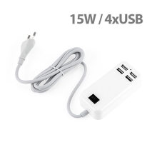 15W nabíječka s 4x USB porty pro Apple iPhone / iPad / iPod - bílá