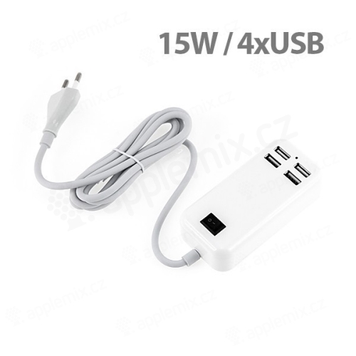 15W nabíjačka so 4x USB portom pre Apple iPhone / iPad / iPod - biela