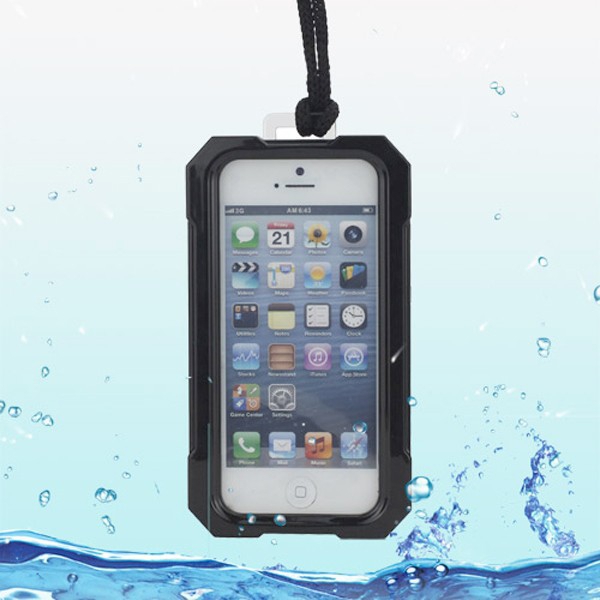Voděodolné plasto-silikonové pouzdro iPega pro Apple iPhone 5 / 5S / SE - černo-průhledné