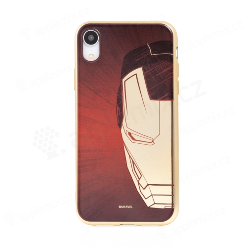 Kryt MARVEL Luxury pro Apple iPhone Xr - gumový - červený / zlatý - Iron Man