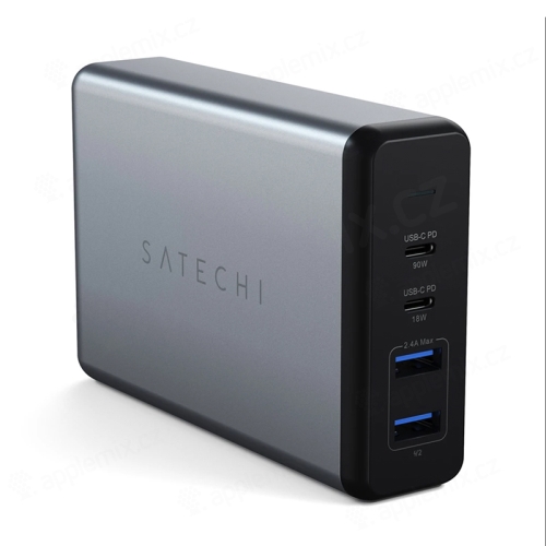 Nabíjací adaptér SATECHI - USB-C 96W + USB-C 18W + 2x USB-A 2,4A - max. 108W - sivý