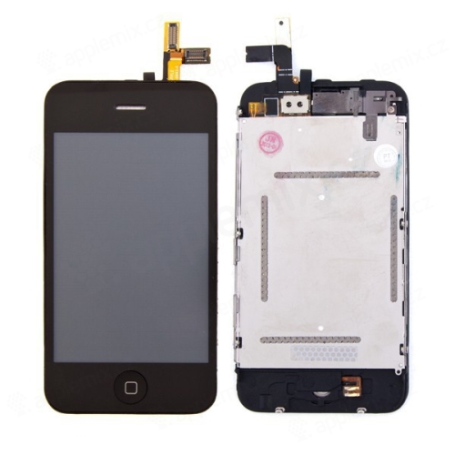 Kompletne osadený predný diel (LCD, digitizér atď.) pre Apple iPhone 3GS - čierny rám - kvalita A