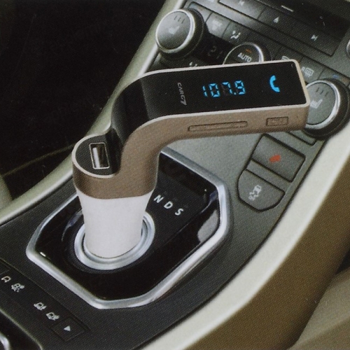 FM vysielač/vysielač + USB nabíjačka do auta + Bluetooth handsfree - LED displej - strieborný