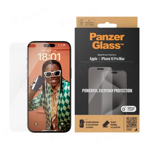Tvrzené sklo (Temperd Glass) PANZERGLASS pro Apple iPhone 15 Pro Max - classic fit