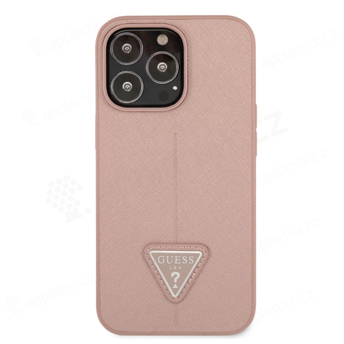 Kryt GUESS Saffiano Double Card pro Apple iPhone 13 - umělá kůže - růžový