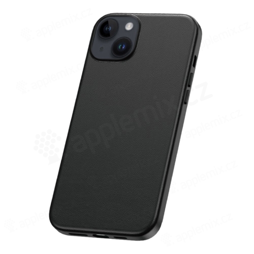 Kryt BASEUS Fauxther pre Apple iPhone 15 Plus - umelá koža - čierny