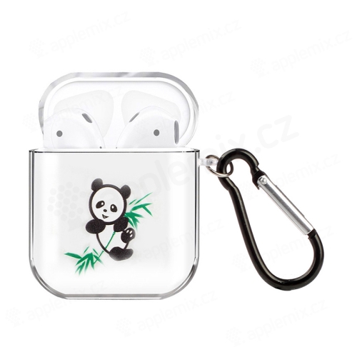 Pouzdro / obal pro Apple AirPods - gumové - panda s bambusem
