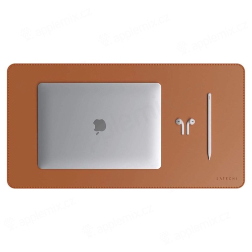 Pracovná podložka SATECHI pre Apple iMac / MacBook / Magic Mouse - syntetická koža - hnedá