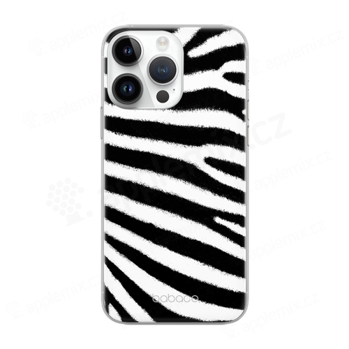 Kryt BABACO pre Apple iPhone 14 Pro - motív zebry - pruhovaný - gumový - biely / čierny