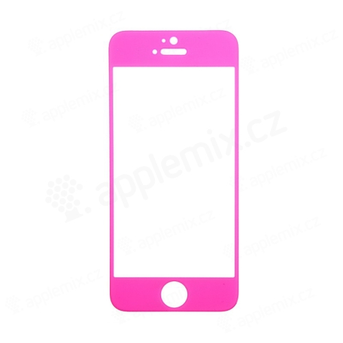 Tvrzené sklo (Tempered Glass) pro Apple iPhone 5 / 5S / 5C / SE - s růžovým rámečkem - 0,3mm