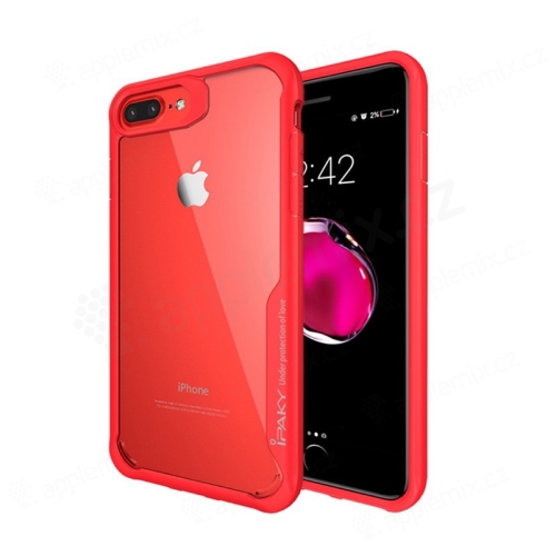 Kryt IPAKY pro Apple iPhone 7 Plus / 8 Plus - plastový / gumový - průhledný / červený