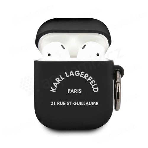 Pouzdro KARL LAGERFELD pro Apple AirPods - kočka Choupette - silikonové - černé