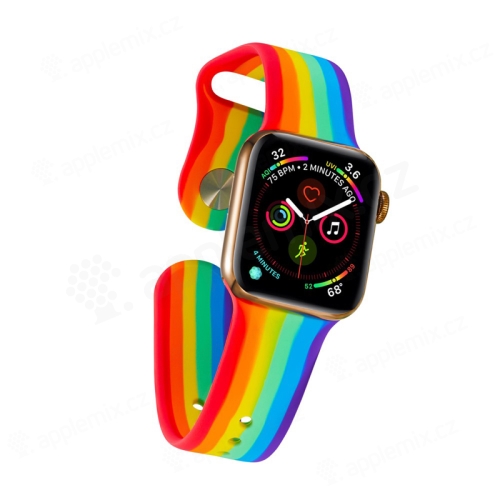 Řemínek pro Apple Watch 42mm / 41mm / 40mm / 38mm - velikost M / L - silikonový - duhový