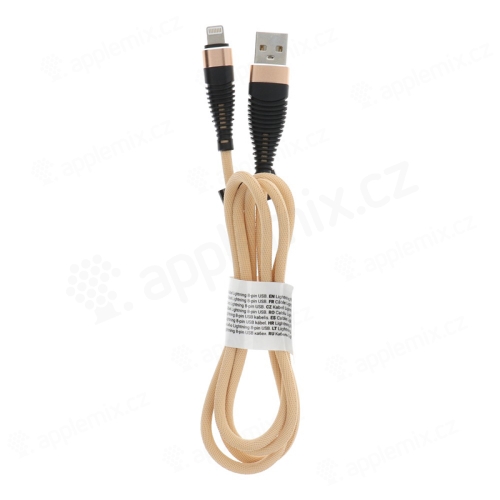 Synchronizační a nabíjecí kabel Lightning pro Apple zařízení - tkanička - zlatý - 1m