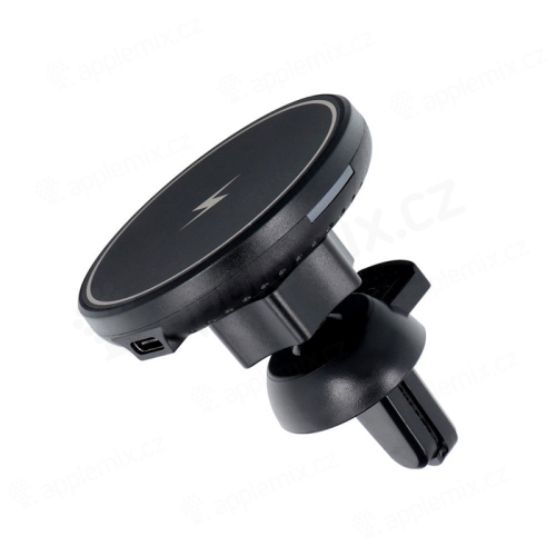 Držiak do auta + bezdrôtová nabíjačka MagSafe - do mriežky ventilácie - okrúhly - čierny