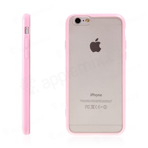 Kryt pro Apple iPhone 6 / 6S - gumový plastový / světle růžový rámeček - matný průhledný