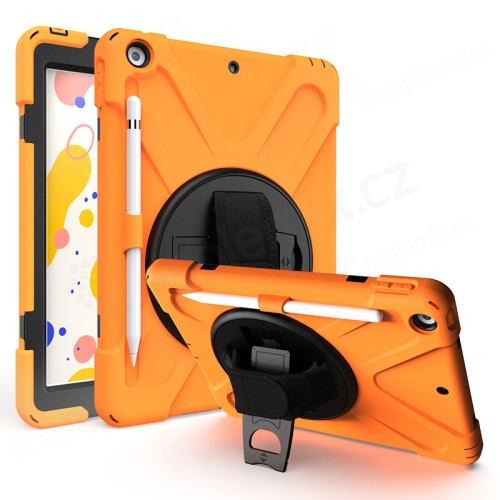 Kryt / obal pro Apple iPad 10,2" (2019-2021) - outdoor - odolný - s páskem na ruku - stojánek - oranžový