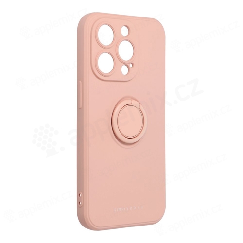Kryt ROAR Amber pro Apple iPhone 14 Pro - příjemný na dotek - stojánek - gumový - růžový
