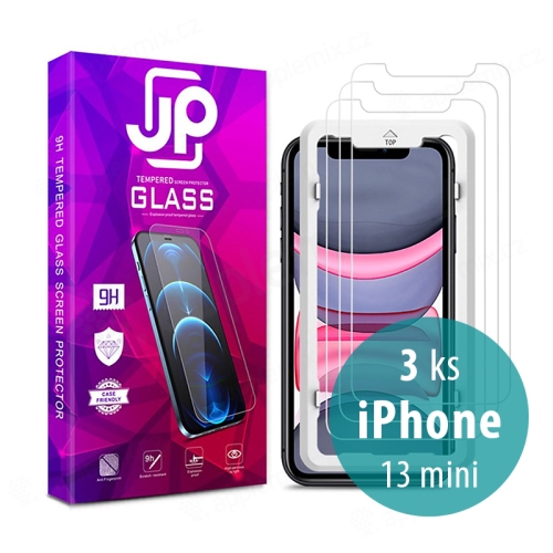 Tvrzené sklo (Tempered Glass) JP Long Pack pro Apple iPhone 13 mini - čiré - sada 3 kusů + aplikátor