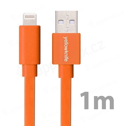MFI Certifikovaný synchronizační a nabíjecí kabel Lightning YELLOWKNIFE pro Apple iPhone / iPad / iPod - oranžový - 1m