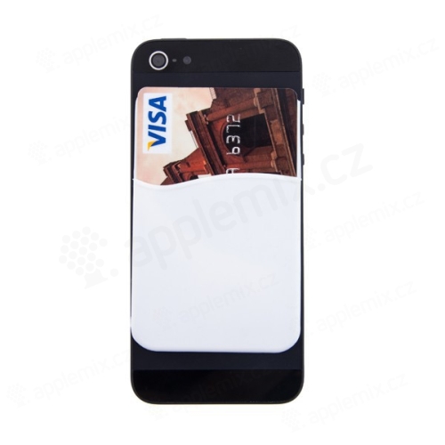 Nalepovací silikonové pouzdro pro umístění platební karty na zadní část Apple iPhone 4 / 4S / 5 / 5C / 5S / SE - bílé