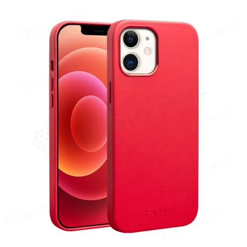 Kryt QIALINO pro Apple iPhone 12 / 12 Pro - kožený - červený
