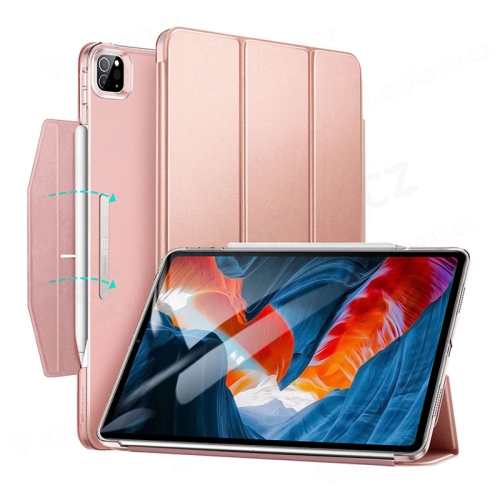 Pouzdro ESR pro Apple iPad Pro 12,9" (2020 / 2021) - umělá kůže - magnetické uchycení - růžové