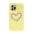 Kryt pre Apple iPhone 12 / 12 Pro - perlové srdce - plyšový - žltý