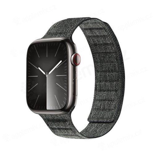 Řemínek CRONG Melange pro Apple Watch 49mm / 45mm / 44mm / 42mm - magnetický - látkový - šedý