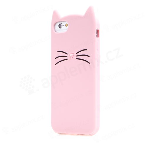 Kryt pro Apple iPhone 6 / 6s - 3D kočička - silikonový - růžový