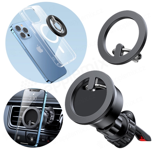 JOYROOM MagSafe kompatibilný držiak do auta - s krúžkom - do mriežky ventilácie - čierny