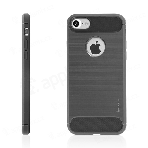 Kryt IPAKY pre Apple iPhone 7 / 8 - výrez na logo / guma - sivý