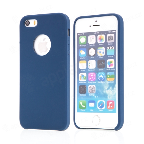 Kryt pro Apple iPhone 5 / 5S / SE - gumový - příjemný na dotek - výřez pro logo - tmavě modrý