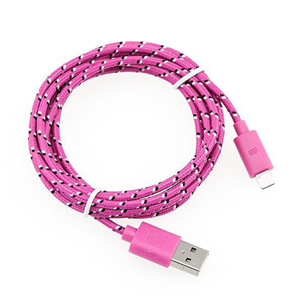 Synchronizační a nabíjecí kabel Lightning pro Apple iPhone / iPad / iPod - tkanička - růžový - 2m