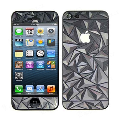 3D ochranná fólie pro Apple iPhone 5 / 5C - se vzorem prostorových trojúhelníků (přední + zadní)