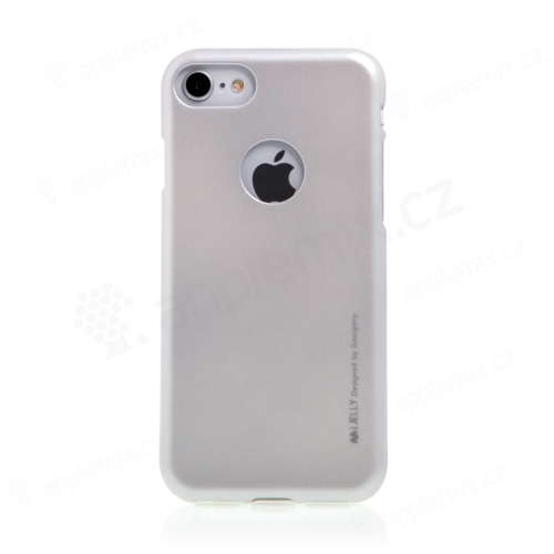 Kryt MERCURY Jelly pro Apple iPhone 7 / 8 / SE (2020) / SE (2022) - výřez pro logo - gumový - stříbrný